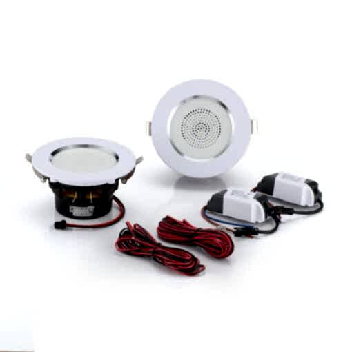 GTG-C31LED COPPIA DI FARETTI A LED DA INCASSO 10 CM CON ALTOPARLANTI INTEGRATI 8 OHM - IMPERMEABILI IP65